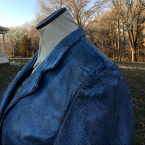 NDS Vera Pelle Womens Leather Jacket Distressed Vibe HOLIDAY POP OF COLOR… - Picture 6 of 9